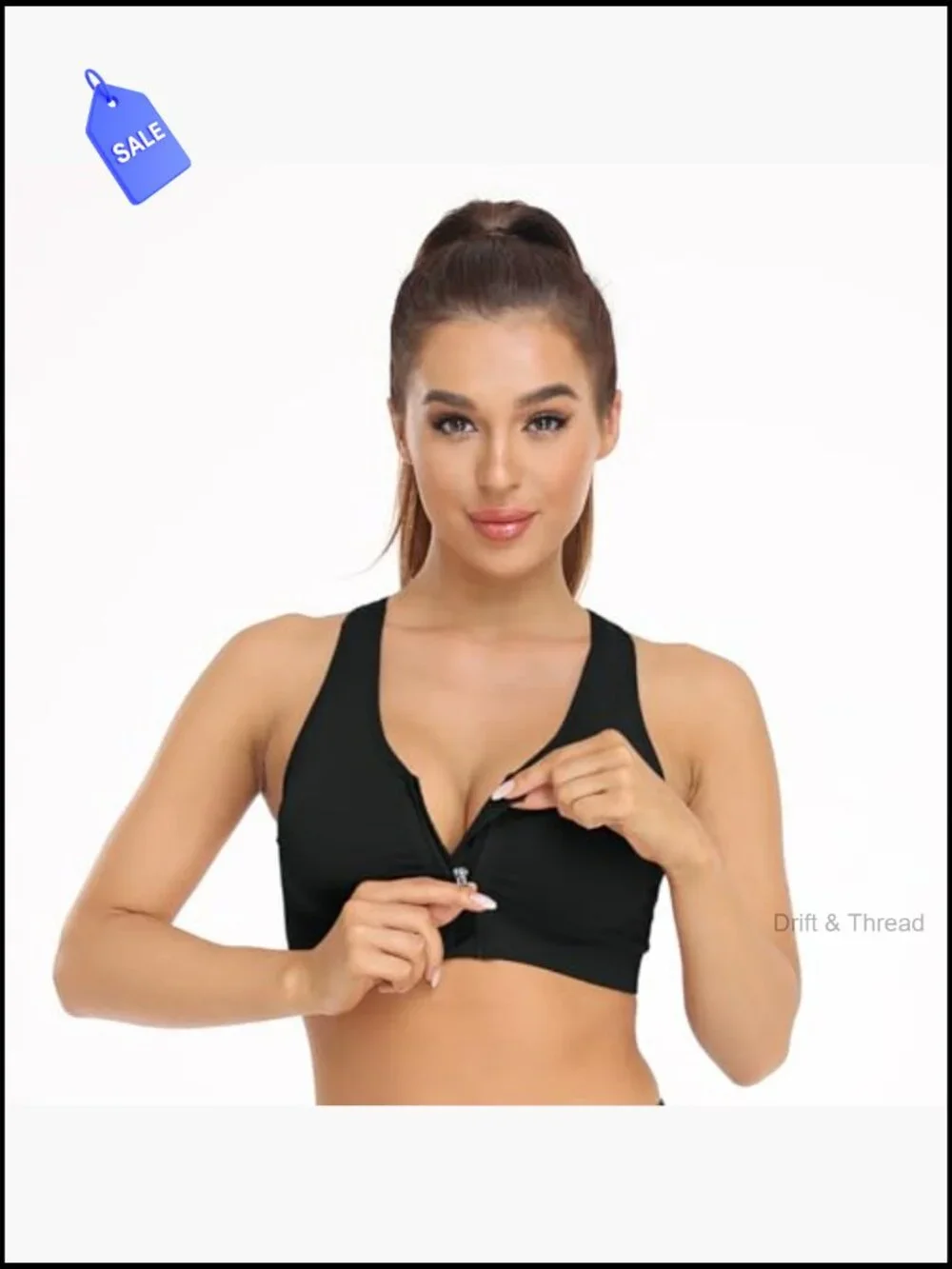 Zip Front Sports Bra Wireless Post-Surgery Active Yoga Bra Medium Support
